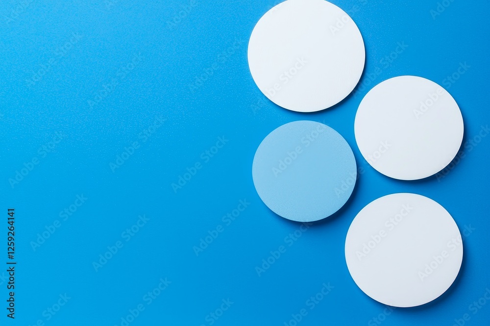 Circular design elements studio setting graphic art blue background close-up view minimalist concept for modern aesthetics Circular design elements studio setting graphic art blue background close-up view minimalist concept for modern aesthetics