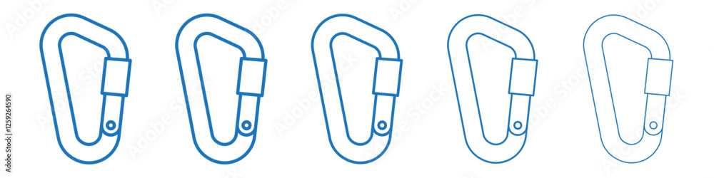 Carabiner icon Symbol collection thin outline set Carabiner icon Symbol collection thin outline set