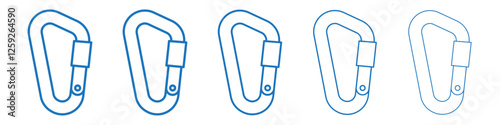 Carabiner icon Symbol collection thin outline set