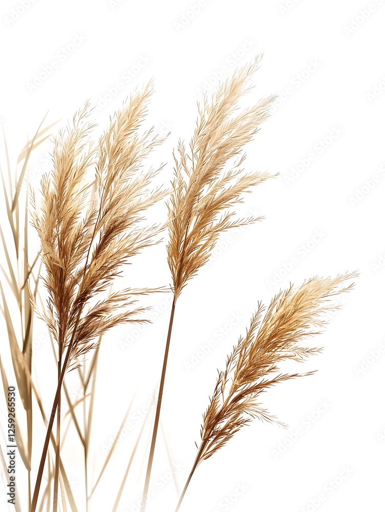 White Feather Reed Grass Isolated on White Background. Beautiful Feather Reed Grass Flower White Feather Reed Grass Isolated on White Background. Beautiful Feather Reed Grass Flower