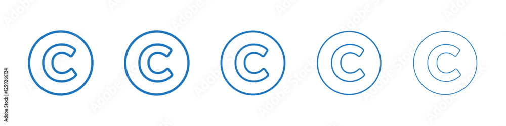 Copyright icon Symbol collection thin outline set Copyright icon Symbol collection thin outline set