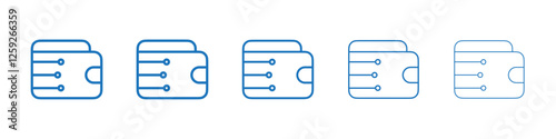 Cryptocurrency wallet icon Symbol collection thin outline set