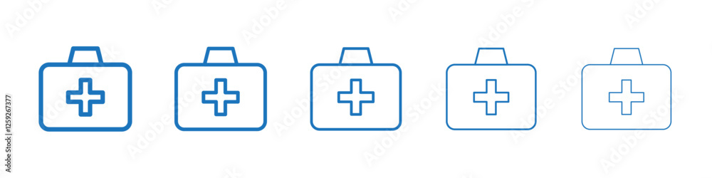 Doctor bag icon Symbol collection thin outline set Doctor bag icon Symbol collection thin outline set
