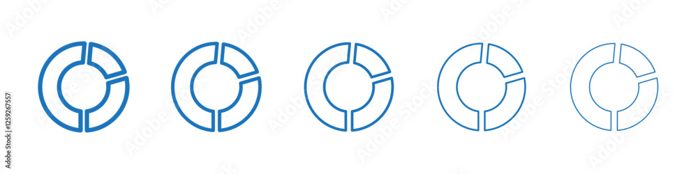 Donut chart icon Symbol collection thin outline set Donut chart icon Symbol collection thin outline set