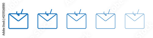 Email phishing icon Symbol collection thin outline set
