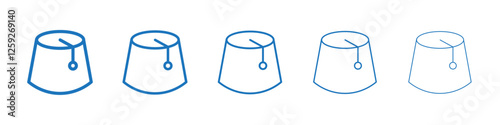 Fez hat icon Symbol collection thin outline set
