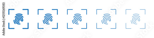 Fingerprint icon Symbol collection thin outline set