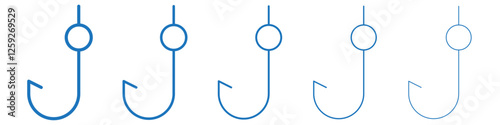 Fishing icon Symbol collection thin outline set