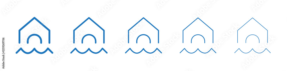 Flood icon Symbol collection thin outline set Flood icon Symbol collection thin outline set