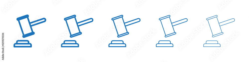 Gavel icon Symbol collection thin outline set Gavel icon Symbol collection thin outline set