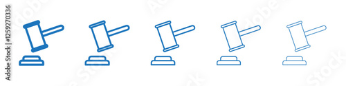 Gavel icon Symbol collection thin outline set