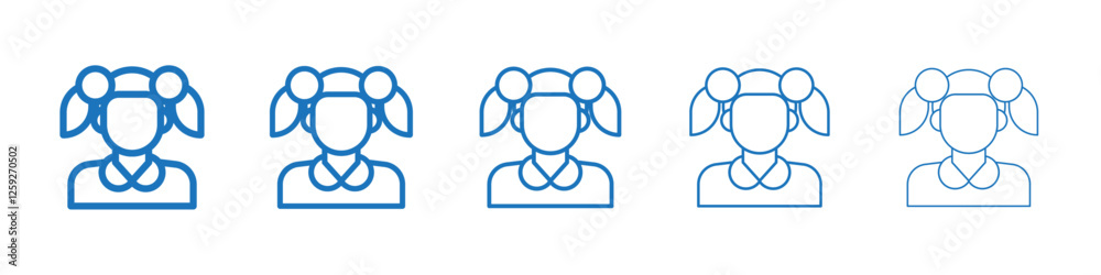 Girl icon Symbol collection thin outline set Girl icon Symbol collection thin outline set