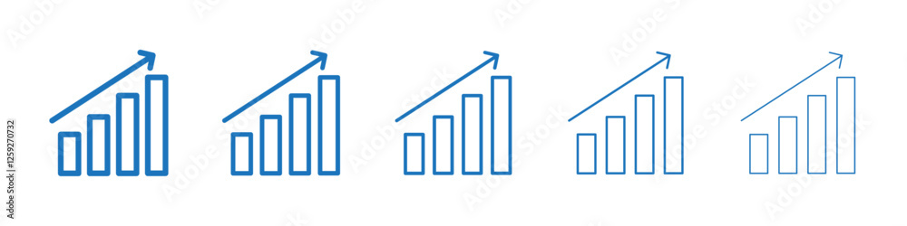 Growing graph icon Symbol collection thin outline set Growing graph icon Symbol collection thin outline set