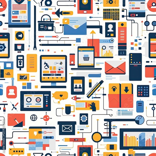 Digital Technology Network Seamless Pattern Design