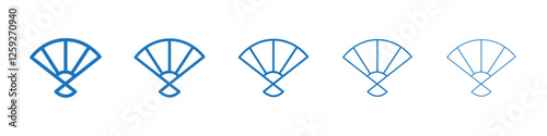 Hand fan icon Symbol collection thin outline set