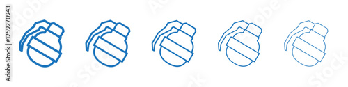 Hand grenade icon Symbol collection thin outline set