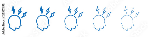 Headache icon Symbol collection thin outline set