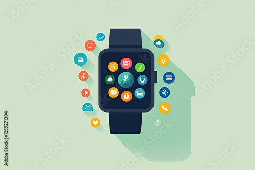 Smartwatch Displaying Multiple Application Icons