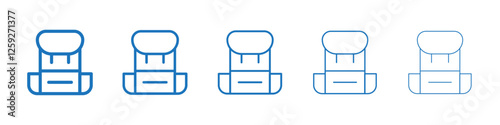 Hiking backpack icon Symbol collection thin outline set