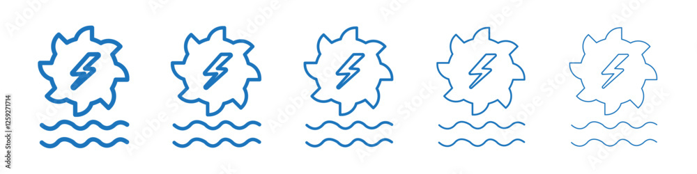 Hydro power icon Symbol collection thin outline set Hydro power icon Symbol collection thin outline set
