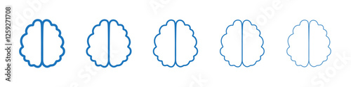 Human brain icon Symbol collection thin outline set
