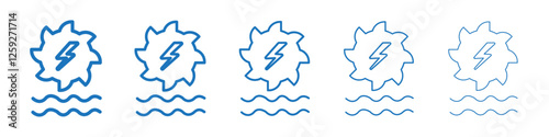 Hydro power icon Symbol collection thin outline set