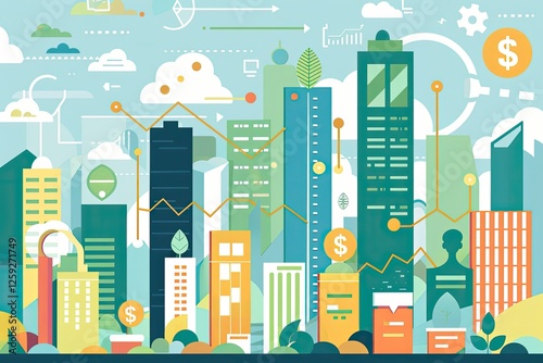 Modern Cityscape Illustrating Financial Growth and Sustainability