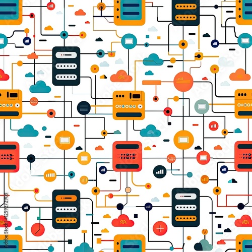 Colorful Abstract Network System Illustration