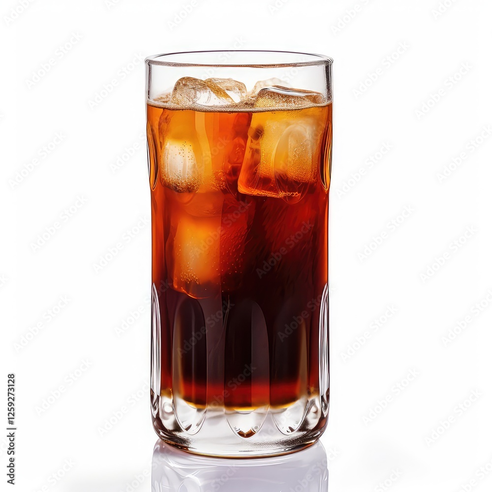 Refreshing Cola Drink with Ice Cubes in a Glass Refreshing Cola Drink with Ice Cubes in a Glass
