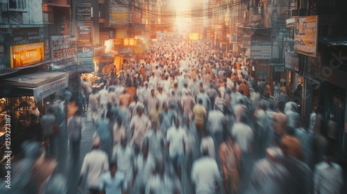 Wallpaper Mural Blurred image of crowded street. A long crowd of people on a busy street. A moving fast ai people. Fuzzy picture of a lifestyle busy street. Torontodigital.ca