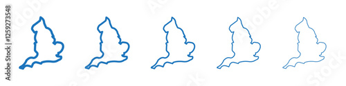 Map of england icon Symbol collection thin outline set