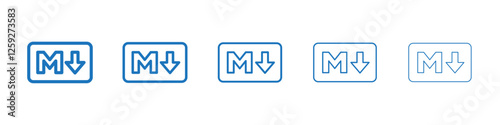 Markdown icon Symbol collection thin outline set