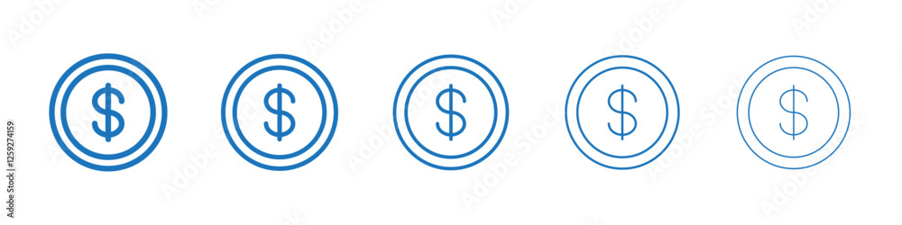 Money icon Symbol collection thin outline set