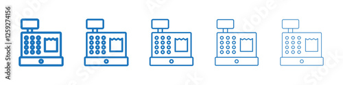 Money counting machine icon Symbol collection thin outline set