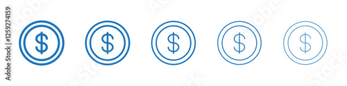Money icon Symbol collection thin outline set