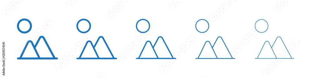 Mountain icon Symbol collection thin outline set Mountain icon Symbol collection thin outline set