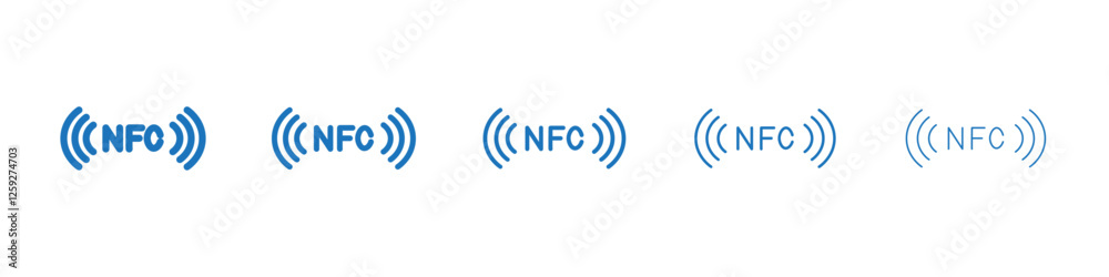 NFC icon Symbol collection thin outline set NFC icon Symbol collection thin outline set