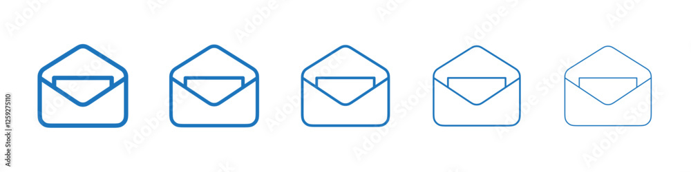 Open email icon Symbol collection thin outline set Open email icon Symbol collection thin outline set