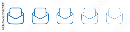 Open envelope icon Symbol collection thin outline set