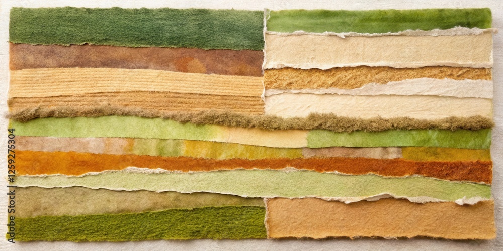 Layered Earth Tones Fabric Collage An Abstract Textural Composition of Hand-Dyed and Cut Textile Strips Layered Earth Tones Fabric Collage An Abstract Textural Composition of Hand-Dyed and Cut Textile Strips