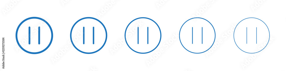 Pause icon Symbol collection thin outline set Pause icon Symbol collection thin outline set