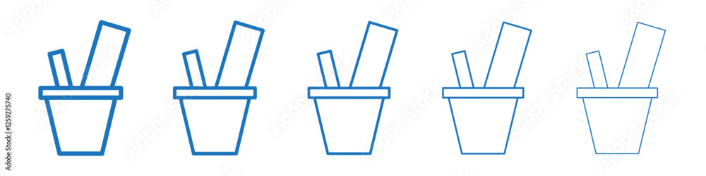 Pencil holder icon Symbol collection thin outline set Pencil holder icon Symbol collection thin outline set