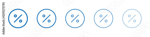 Percent icon Symbol collection thin outline set
