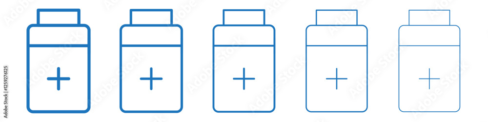 Pill bottle icon Symbol collection thin outline set Pill bottle icon Symbol collection thin outline set