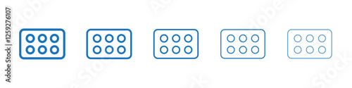 Pill blister pack icon Symbol collection thin outline set