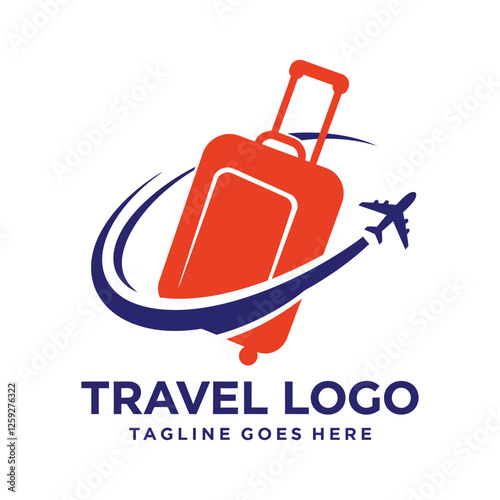 Travel bag logo vector template. logo for travel label, tourism, journey posters, airways identity, and tech transportation