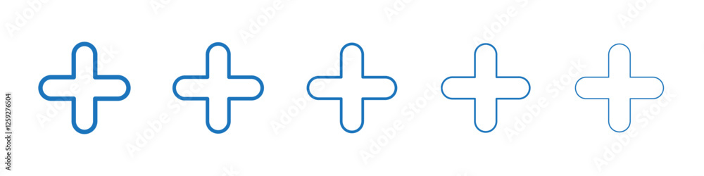 Plus Icon Symbol collection thin outline set Plus Icon Symbol collection thin outline set