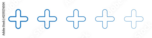 Plus Icon Symbol collection thin outline set