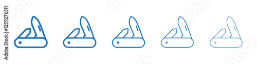Pocket knife icon Symbol collection thin outline set