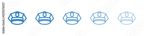 Police cap icon Symbol collection thin outline set